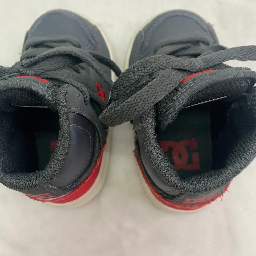 DC Shoes Toddler Sz 5 Boys Gray Red High Top Sneakers Lace Up Leather Shoes